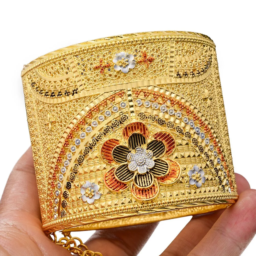 luxury  Bride 24K Gold Color Dubai Bangles For Women African Ethiopian Bracelets