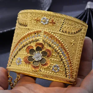 luxury  Bride 24K Gold Color Dubai Bangles For Women African Ethiopian Bracelets