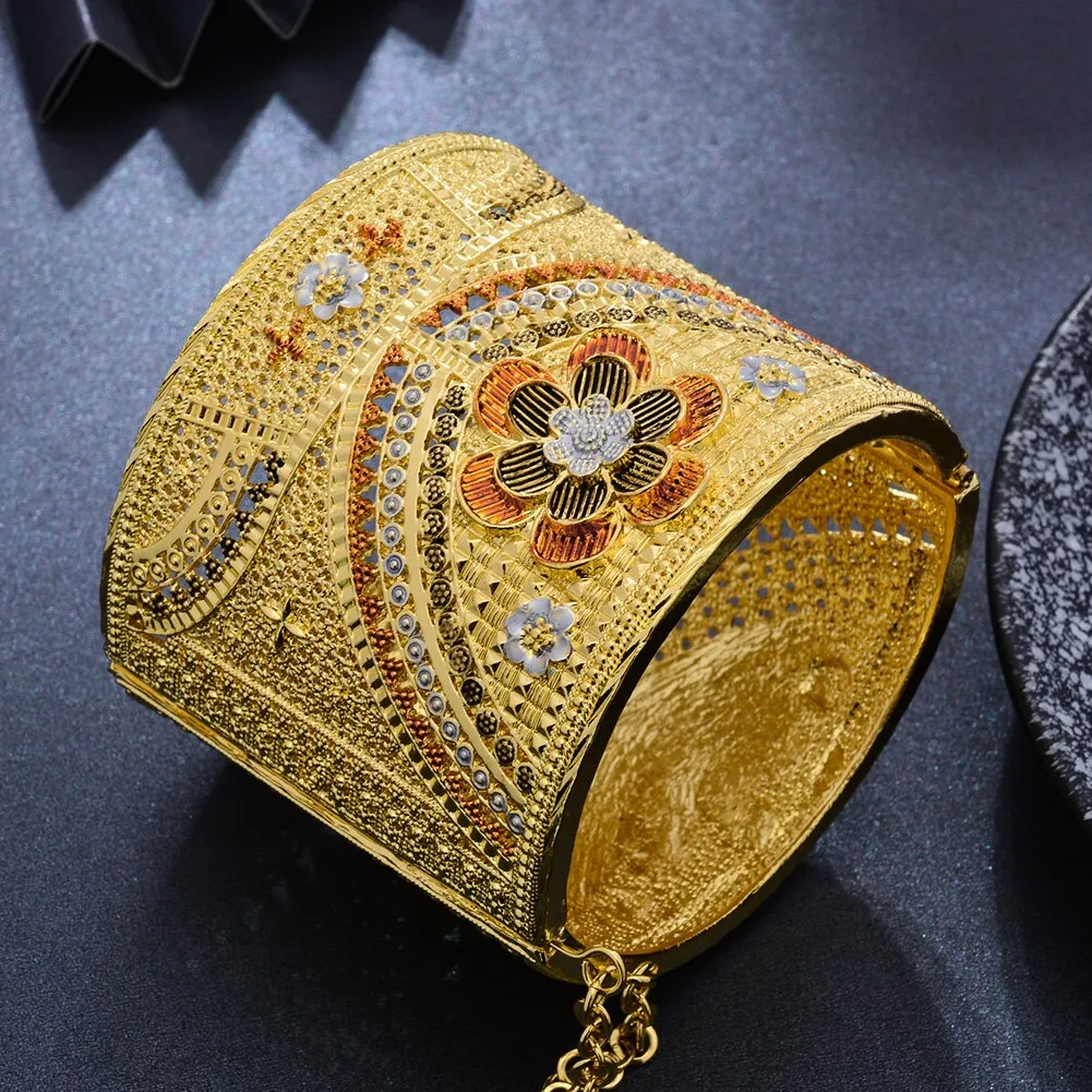 luxury  Bride 24K Gold Color Dubai Bangles For Women African Ethiopian Bracelets