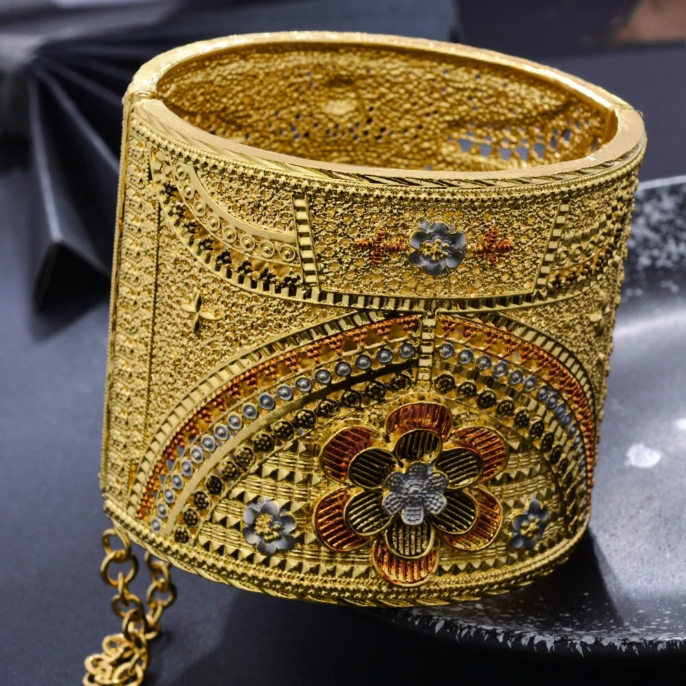 luxury  Bride 24K Gold Color Dubai Bangles For Women African Ethiopian Bracelets