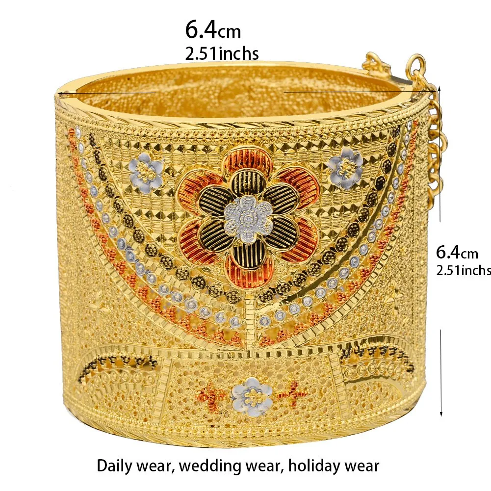 luxury  Bride 24K Gold Color Dubai Bangles For Women African Ethiopian Bracelets