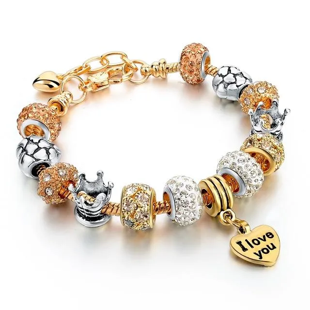 Luxury Crystal Heart Charm Bracelets - Women Jewellery
