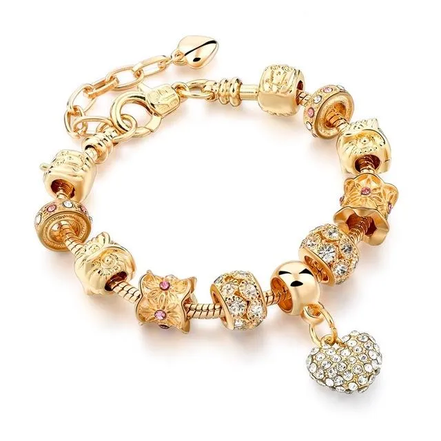 Luxury Crystal Heart Charm Bracelets - Women Jewellery