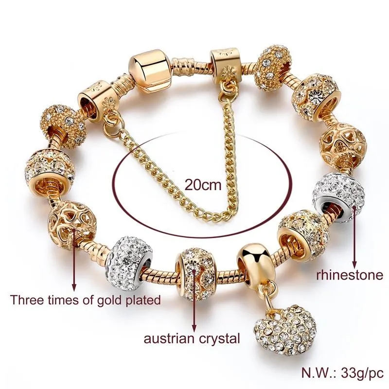Luxury Crystal Heart Charm Bracelets