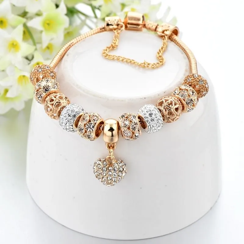 Luxury Crystal Heart Charm Bracelets