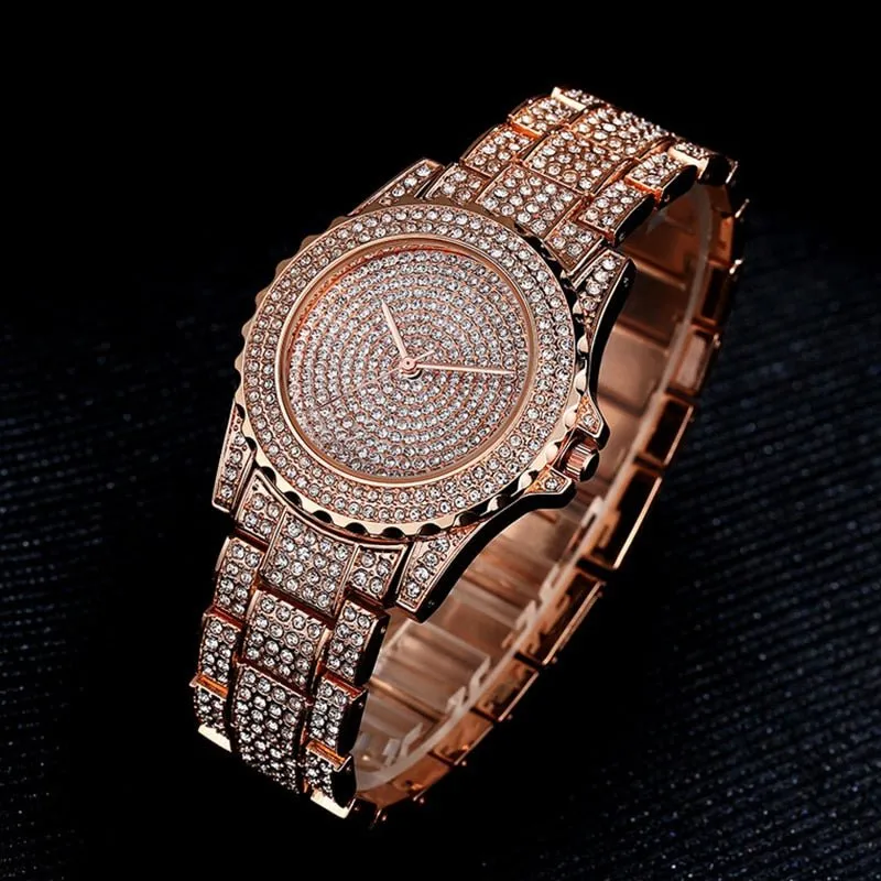 Luxury Diamond Watch 14K Yellow Gold Women Wedding PARTY Jewelry