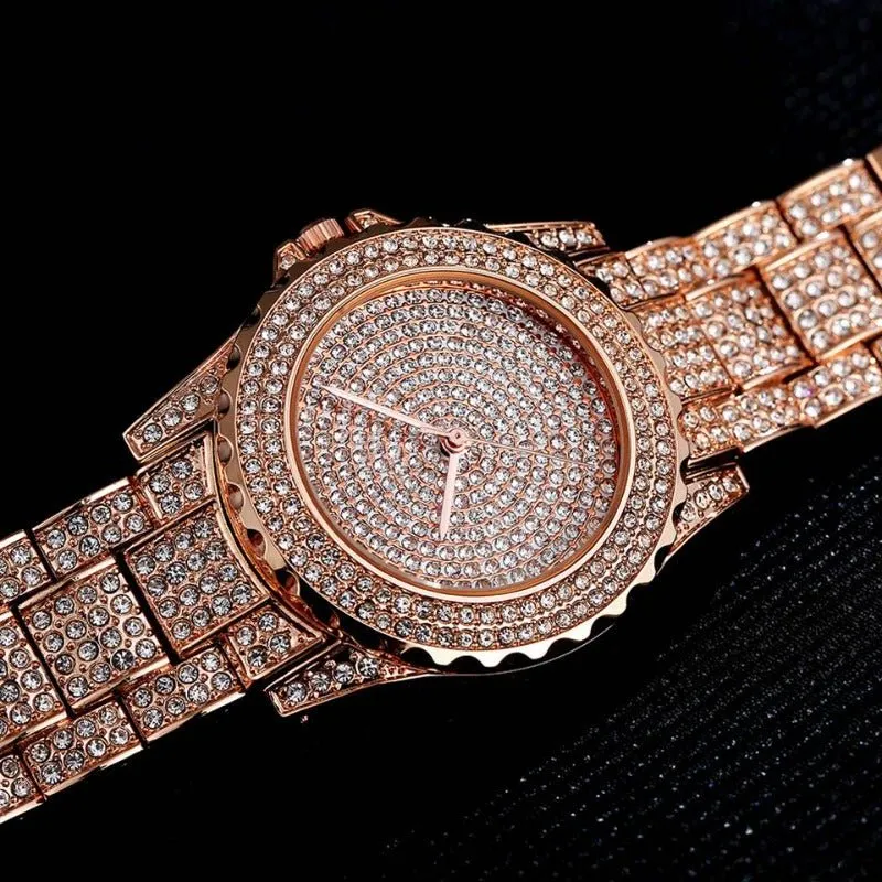 Luxury Diamond Watch 14K Yellow Gold Women Wedding PARTY Jewelry