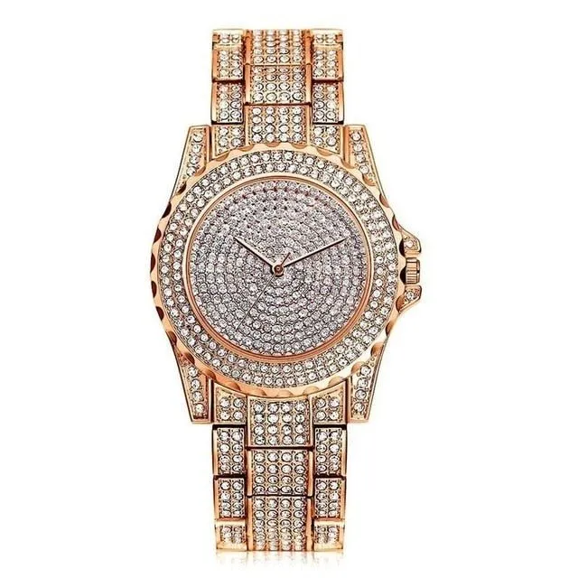 Luxury Diamond Watch 14K Yellow Gold Women Wedding PARTY Jewelry