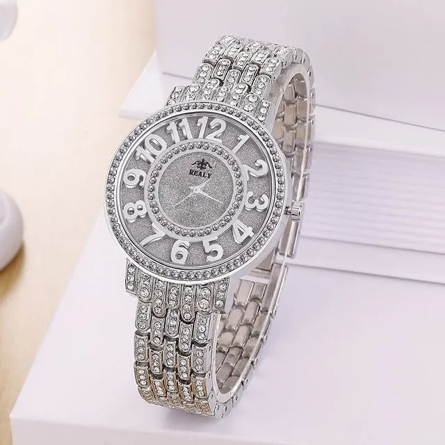 Luxury Diamond Watch 14K Yellow Gold Women Wedding PARTY Jewelry