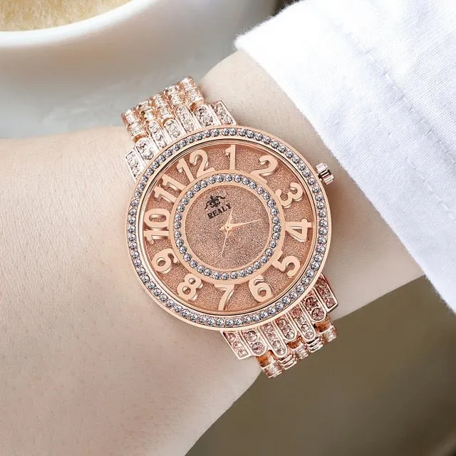 Luxury Diamond Watch 14K Yellow Gold Women Wedding PARTY Jewelry