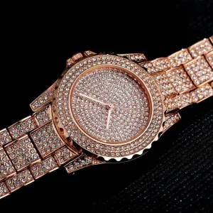 Luxury Diamond Watch 14K Yellow Gold Women Wedding PARTY Jewelry