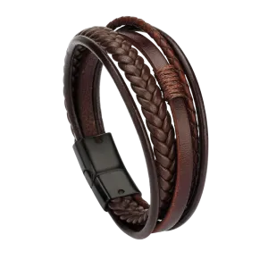 Luxury Multilayer Braided Leather Stainless Steel Bracelet