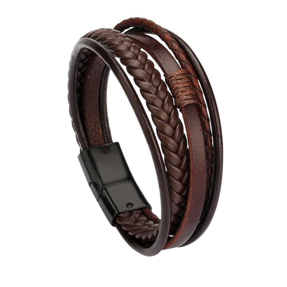 Luxury Multilayer Braided Leather Stainless Steel Bracelet