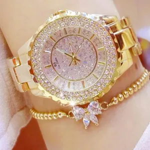 Luxury Sapphire Wrist Watche Clock 18K Quartz Women Jewelry