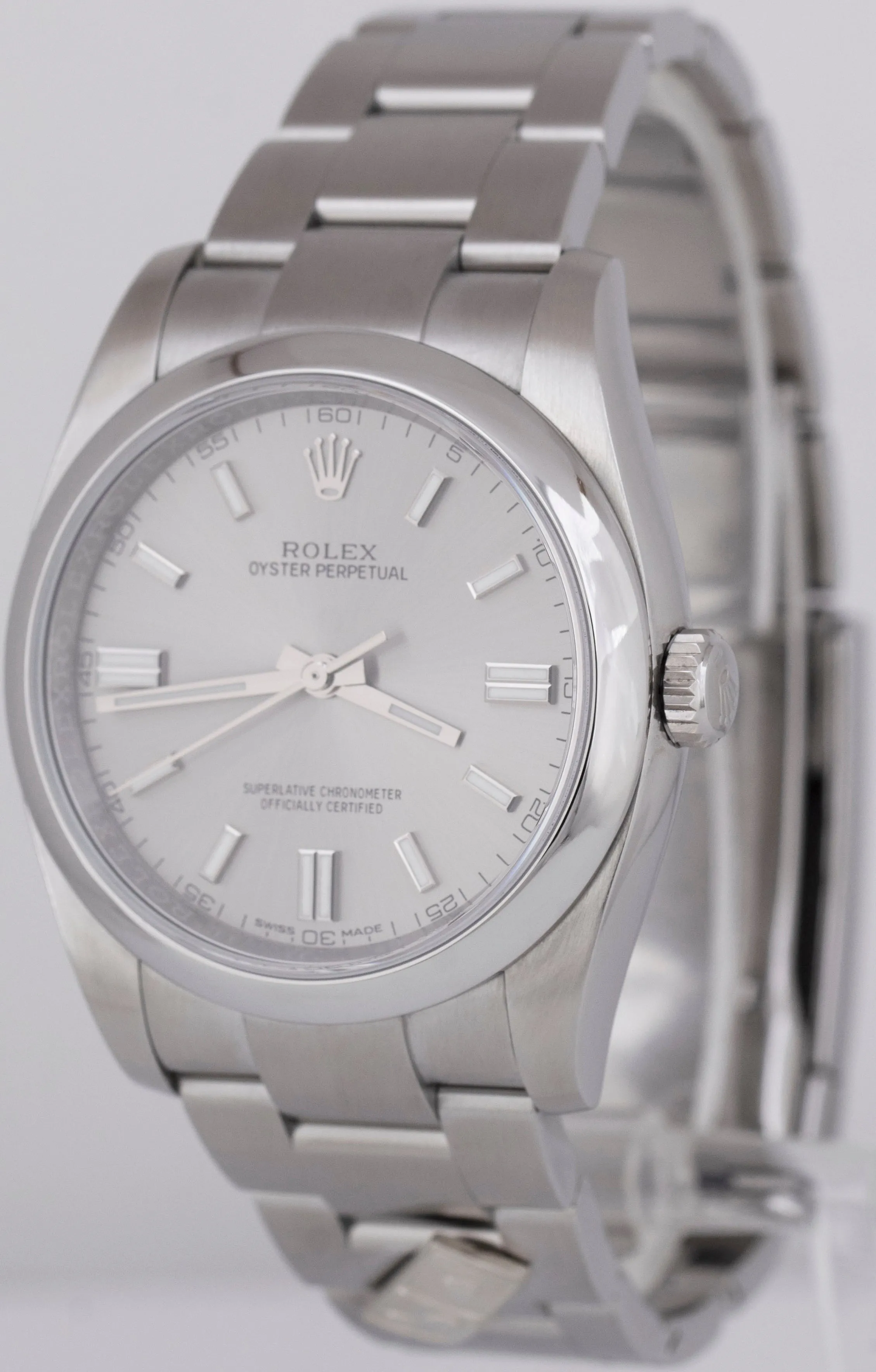 MINT 2018 PAPERS Rolex Oyster Perpetual 36mm Gray DOMINO Steel Watch 116000 BOX