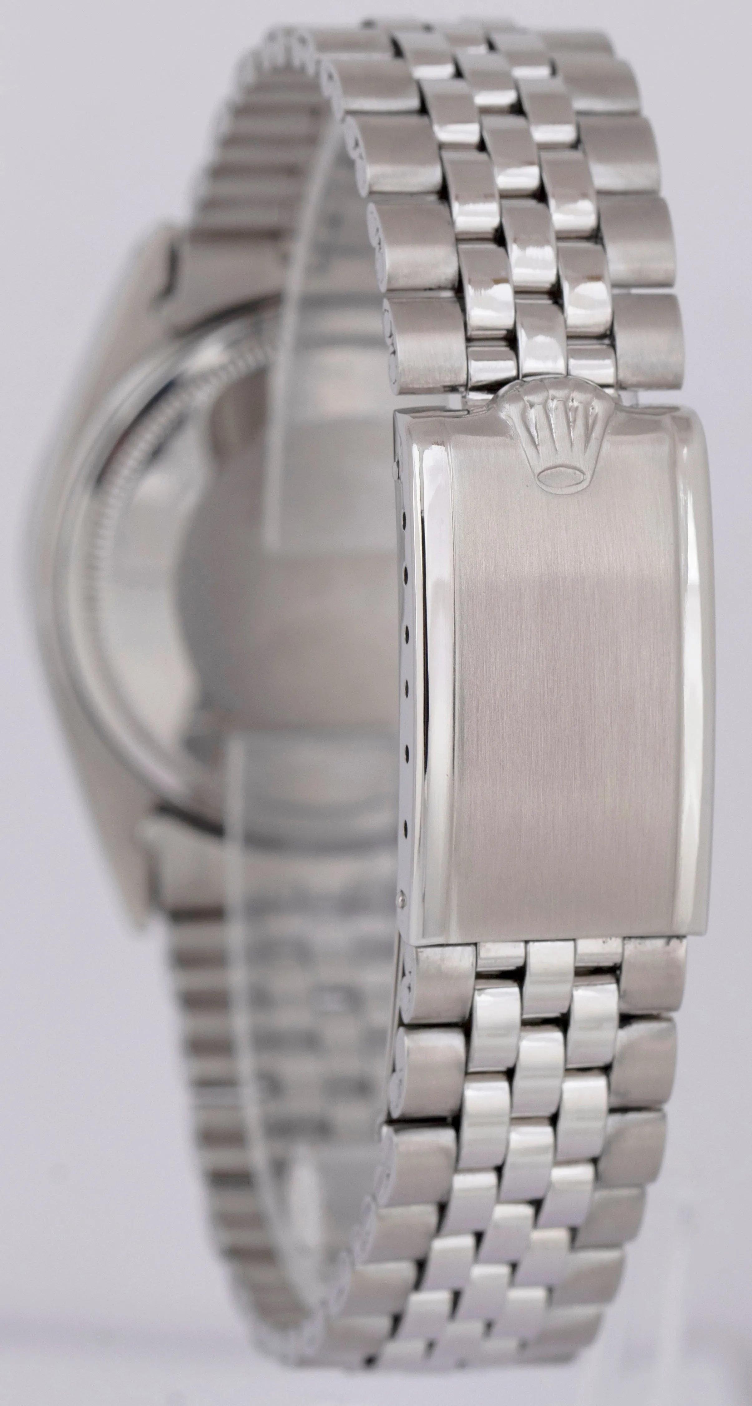MINT Rolex DateJust 36mm BLUE Steel Automatic Jubilee Watch Engine Turned 1603