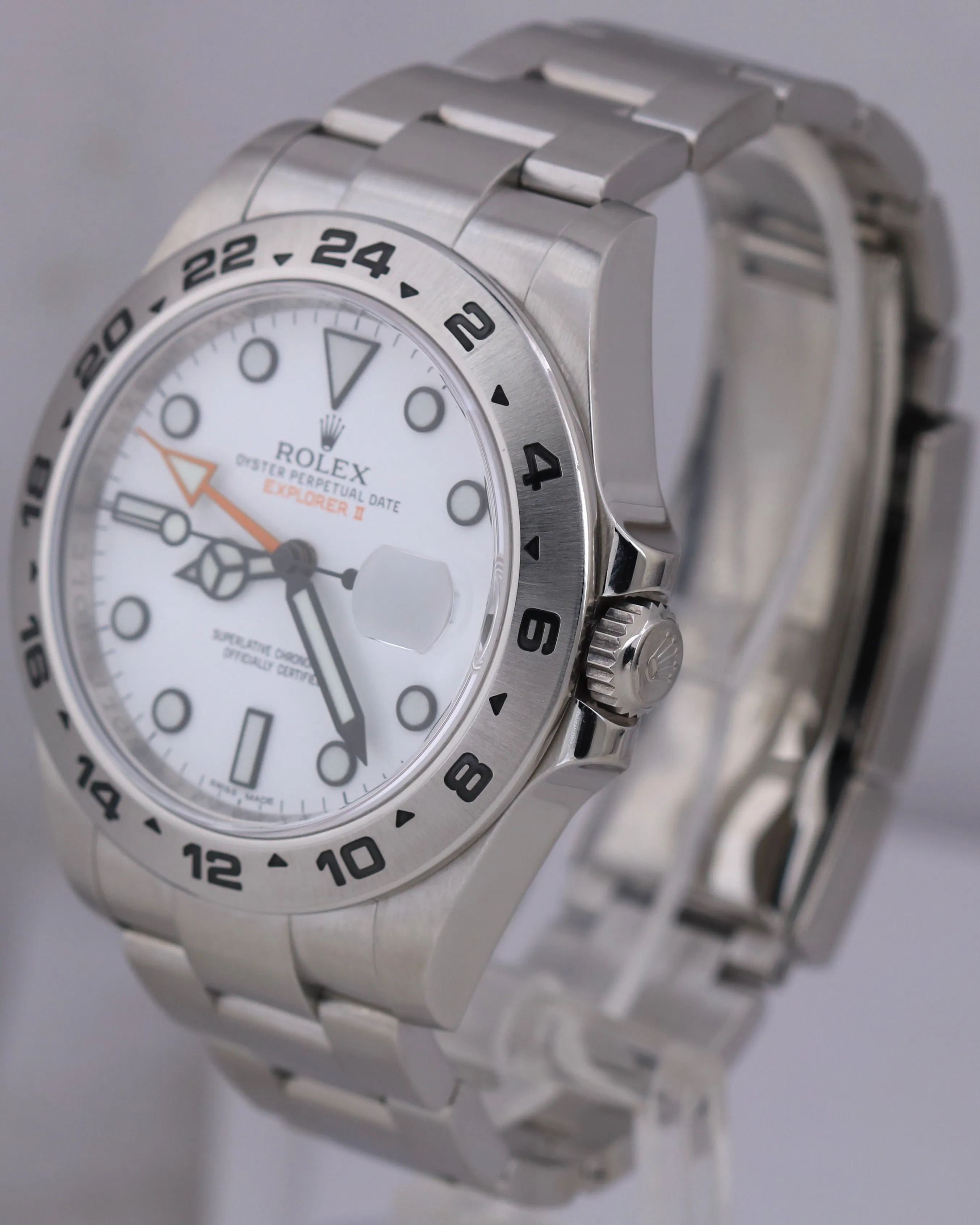 MINT Rolex Explorer II POLAR WHITE 42mm Stainless Steel Orange GMT Watch 216570