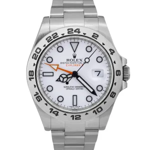 MINT Rolex Explorer II POLAR WHITE 42mm Stainless Steel Orange GMT Watch 216570