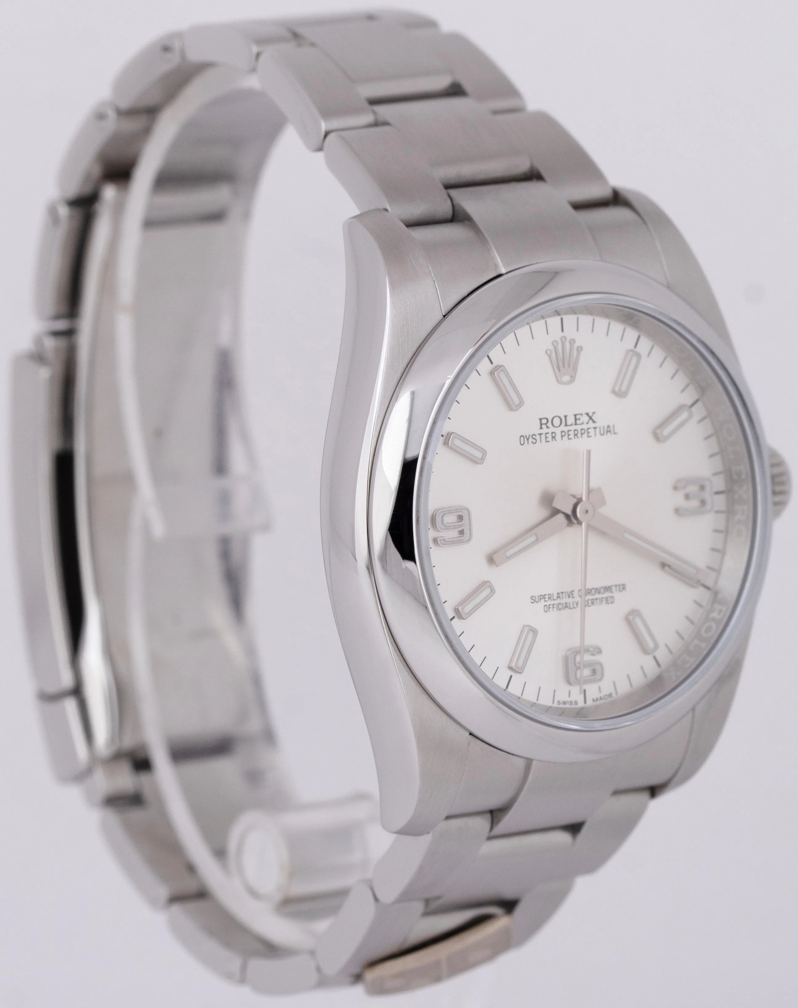 MINT Rolex Oyster Perpetual 36mm Silver Dial DOMINO Stainless Steel Watch 116000