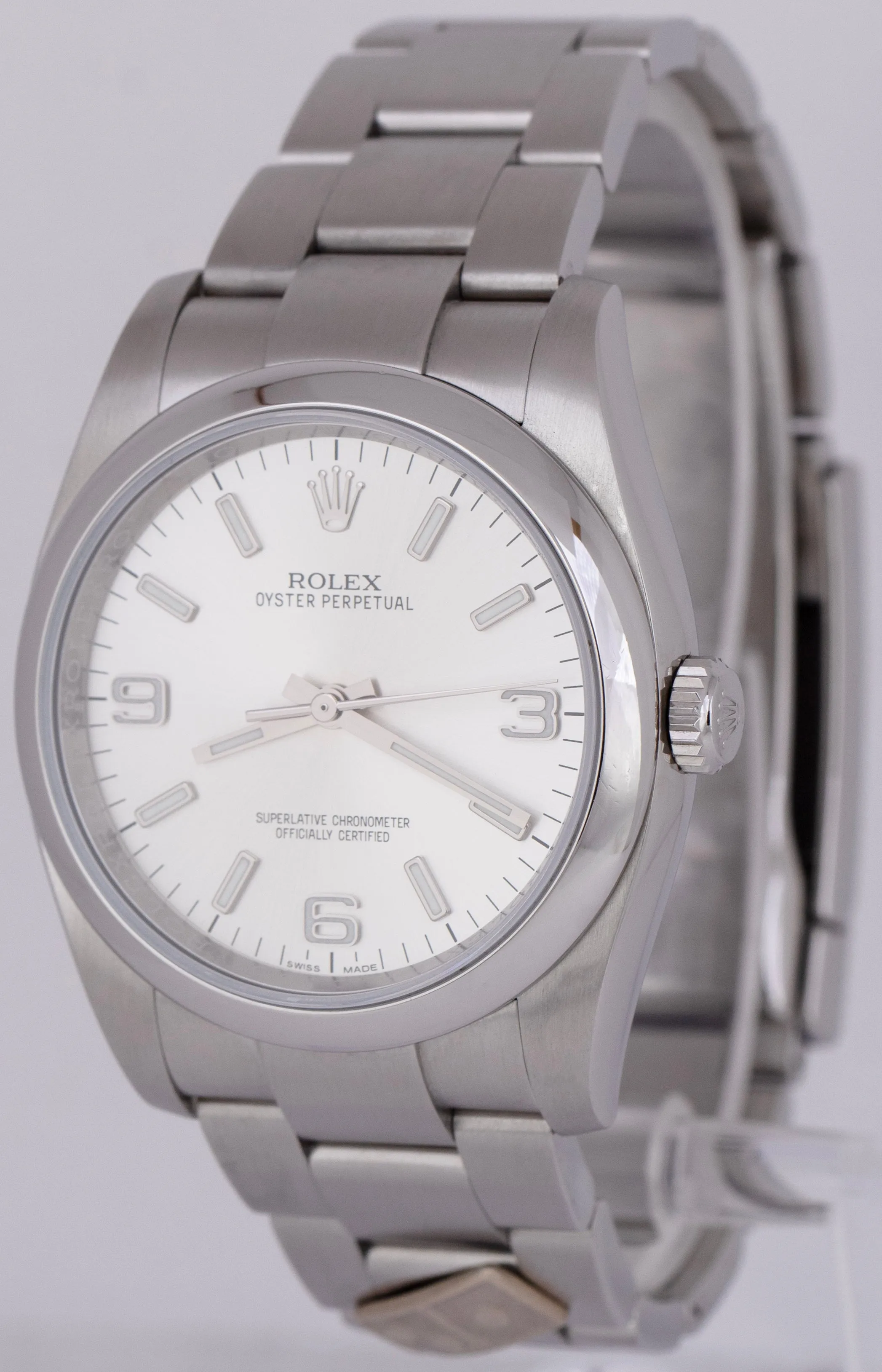 MINT Rolex Oyster Perpetual 36mm Silver Dial DOMINO Stainless Steel Watch 116000