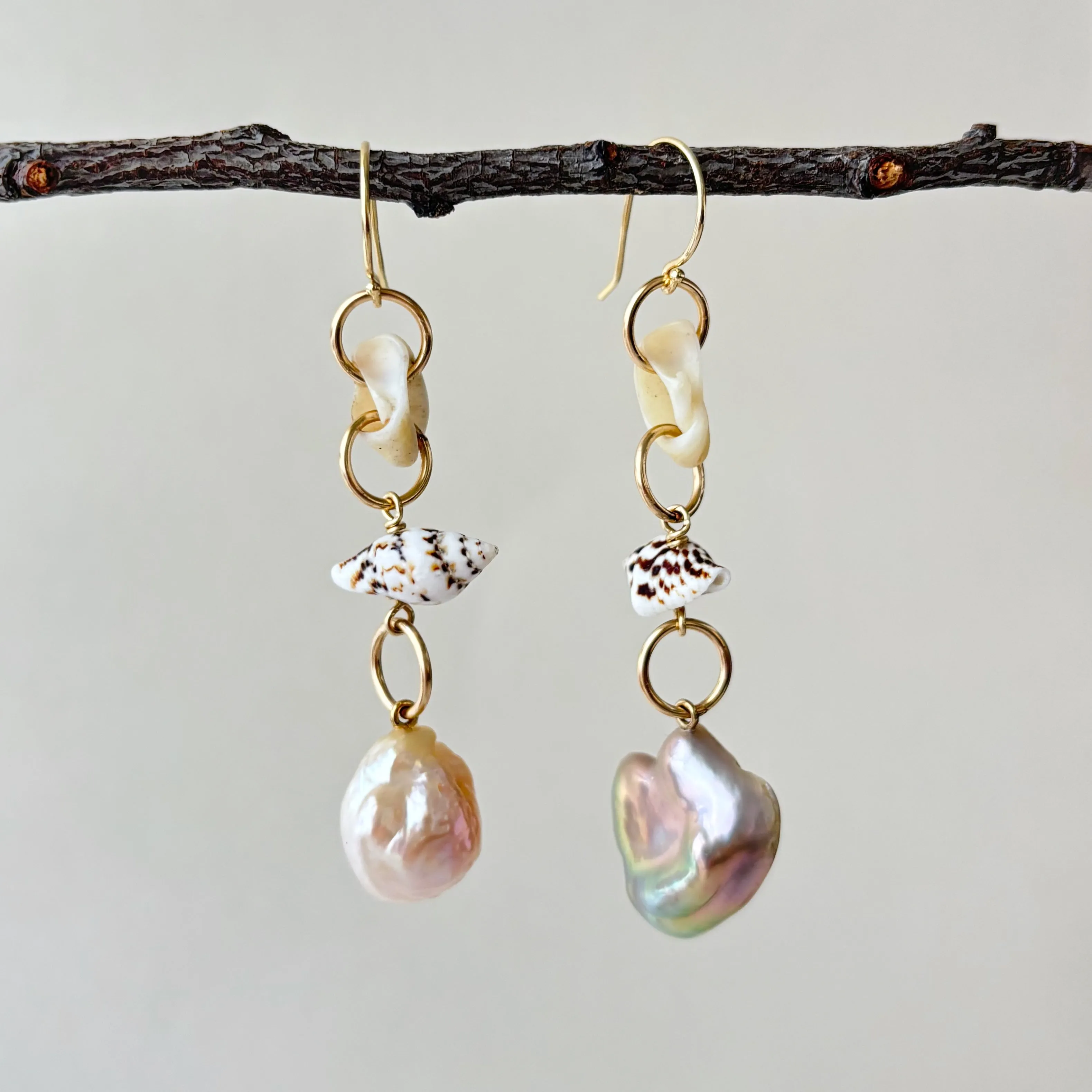 mixed pearl play long earrings