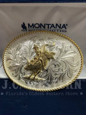 Montana Silversmiths 1256-205H Bull Rider Western Buckle Silver