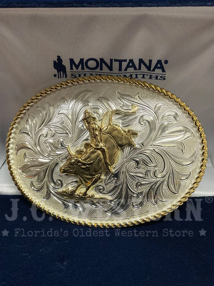 Montana Silversmiths 1256-205H Bull Rider Western Buckle Silver