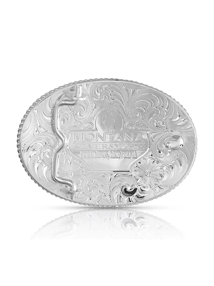 Montana Silversmiths 1340-977L Gold Rope Trimmed Buck And Doe Engraved Buckle Silver
