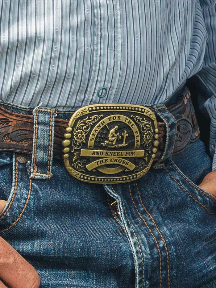 Montana Silversmiths A1040C Kneel For The Cross Buckle Brass