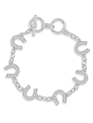 Montana Silversmiths BC620 Womens Crystal Clear Lucky Horseshoe Link Bracelet Silver