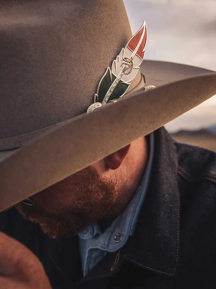 Montana Silversmiths HF5458MX Hat Feather Silver Mexico Flag