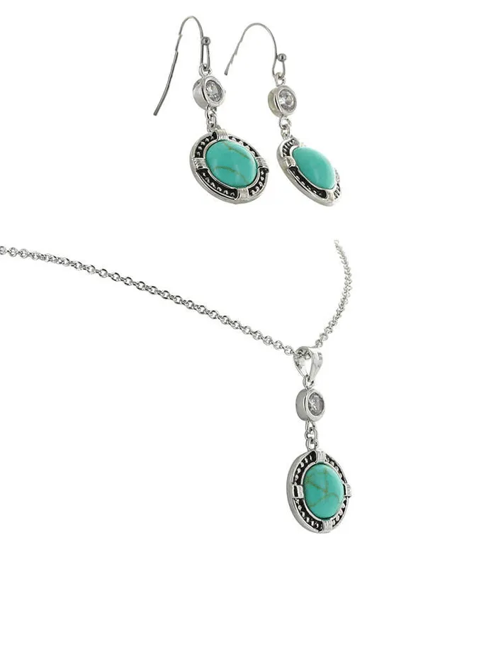 Montana Silversmiths JS3218 Womens True North Turquoise Jewelry Set Silver