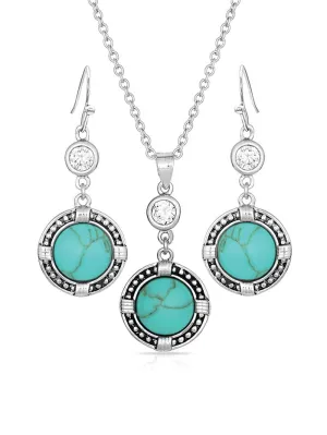 Montana Silversmiths JS3218 Womens True North Turquoise Jewelry Set Silver