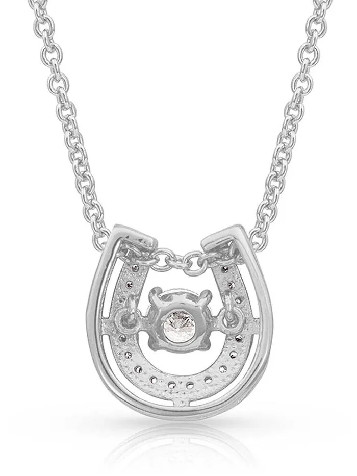 Montana Silversmiths NC3867 Womens Dancing With Luck Horseshoe Necklace Silver