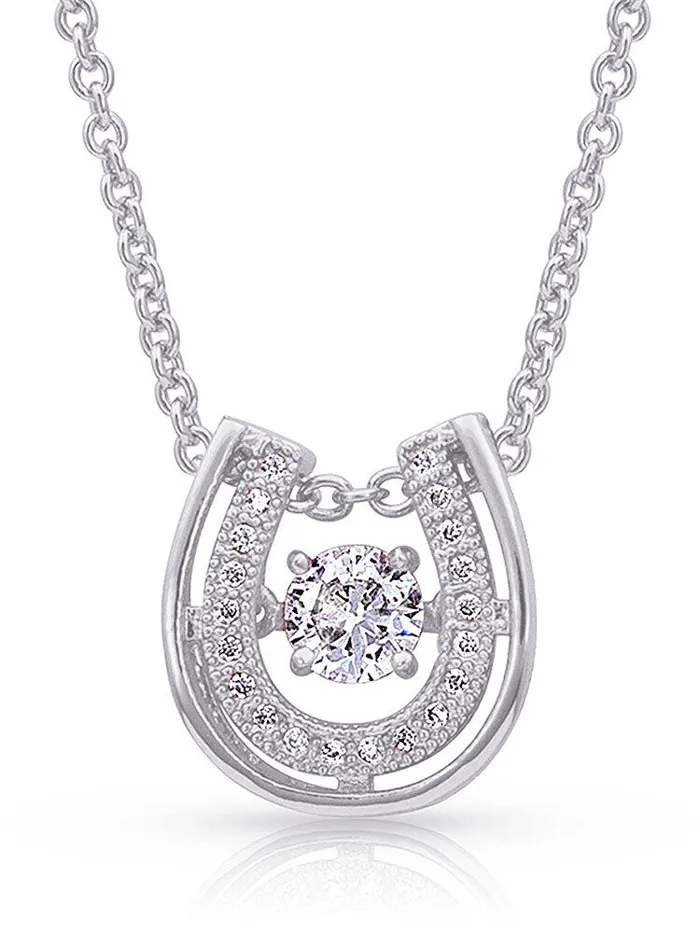 Montana Silversmiths NC3867 Womens Dancing With Luck Horseshoe Necklace Silver