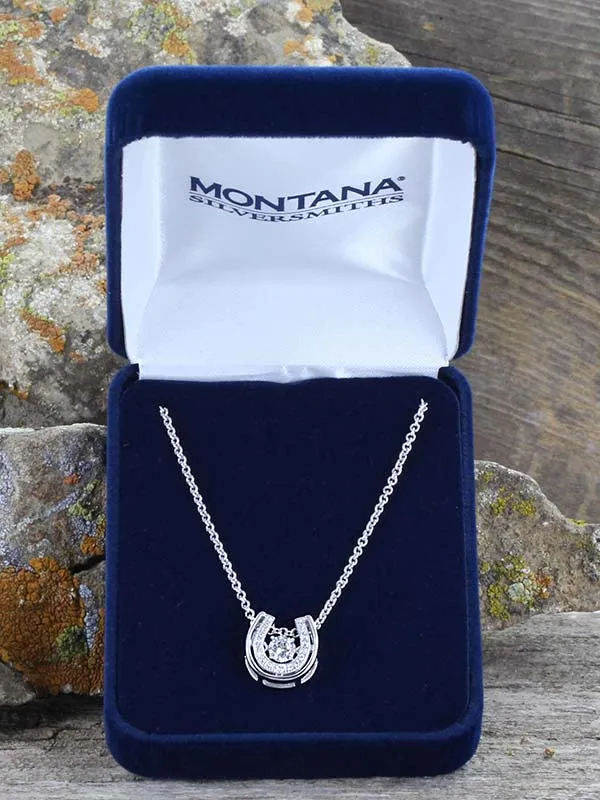 Montana Silversmiths NC3867 Womens Dancing With Luck Horseshoe Necklace Silver