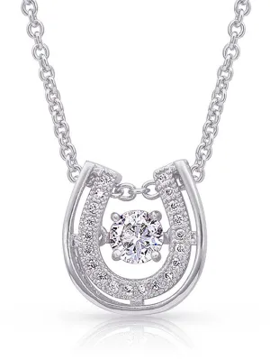 Montana Silversmiths NC3867 Womens Dancing With Luck Horseshoe Necklace Silver
