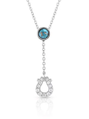 Montana Silversmiths NC5157 Womens Infinite Luck Turquoise Pendant Necklace Silver