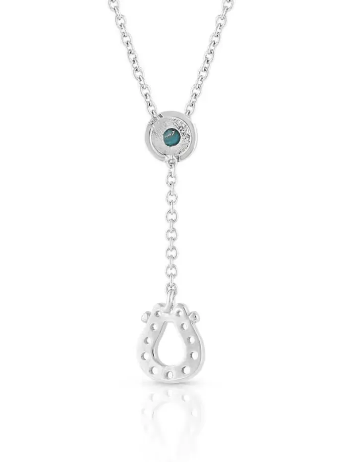 Montana Silversmiths NC5157 Womens Infinite Luck Turquoise Pendant Necklace Silver