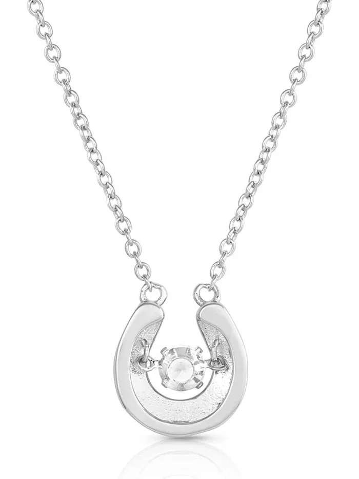 Montana Silversmiths NC5463 Womens Lucky Dancing Crystal Horseshoe Necklace Silver