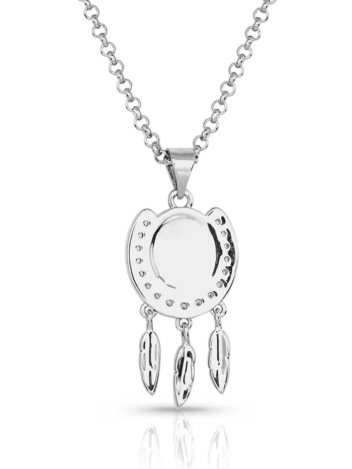 Montana Silversmiths NC5722 Womens Catching Luck Horseshoe Necklace Silver