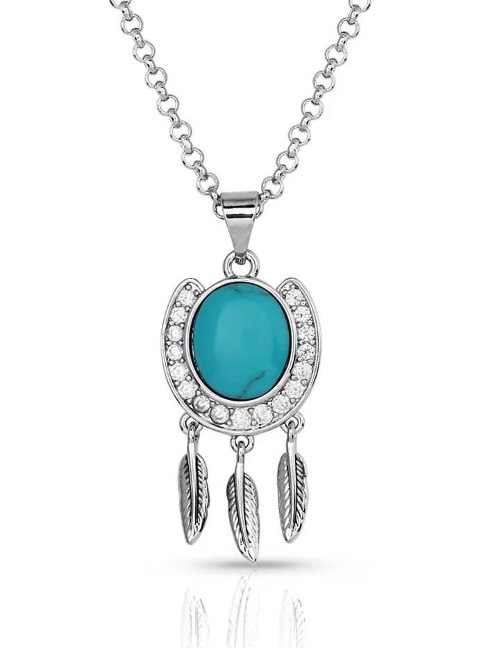Montana Silversmiths NC5722 Womens Catching Luck Horseshoe Necklace Silver