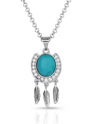 Montana Silversmiths NC5722 Womens Catching Luck Horseshoe Necklace Silver