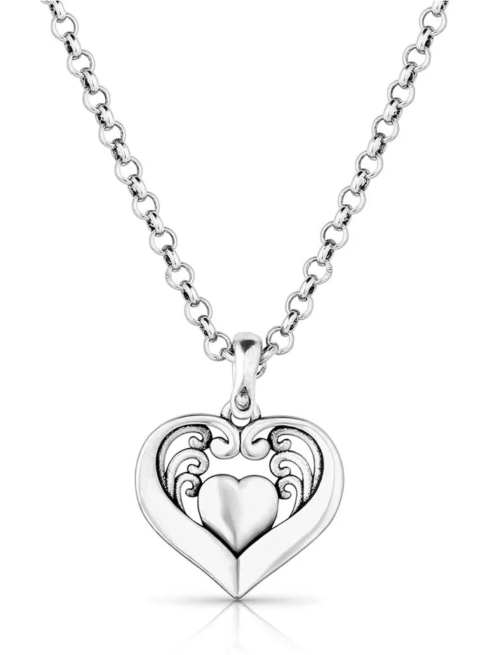 Montana Silversmiths NC6103 Womens Fierce Hearts Necklace Silver