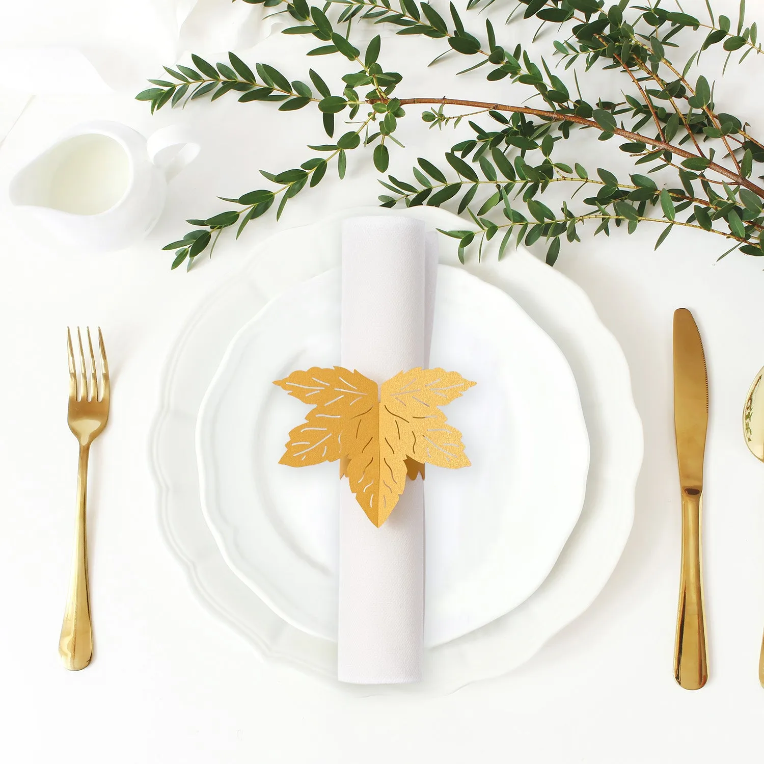 MORGIANA 50 Pieces Leaf Paper Napkin Rings, Disposable Fallen Leaves Napkin Rings for Weddings Party Serviette Table Decoration