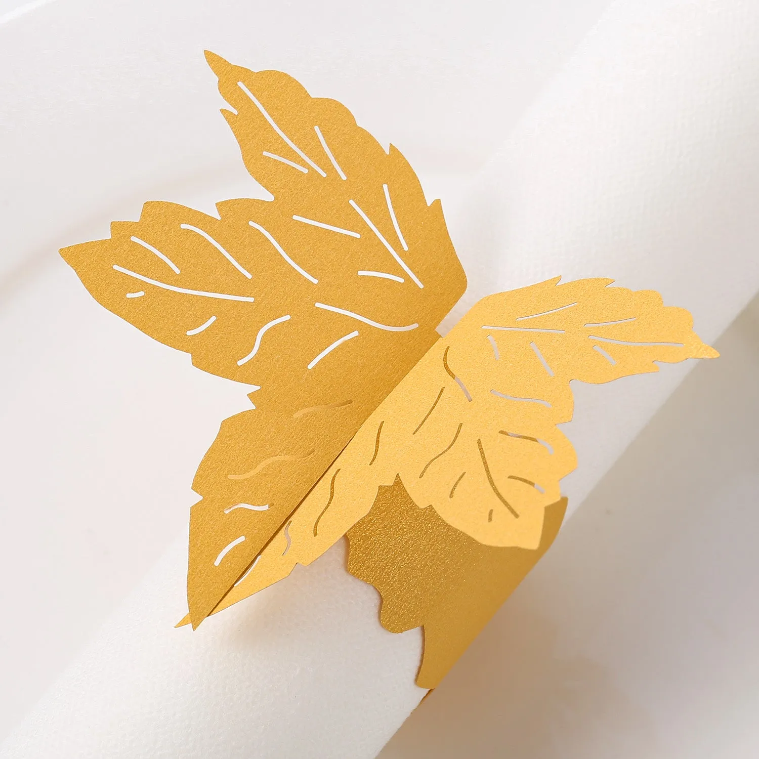 MORGIANA 50 Pieces Leaf Paper Napkin Rings, Disposable Fallen Leaves Napkin Rings for Weddings Party Serviette Table Decoration