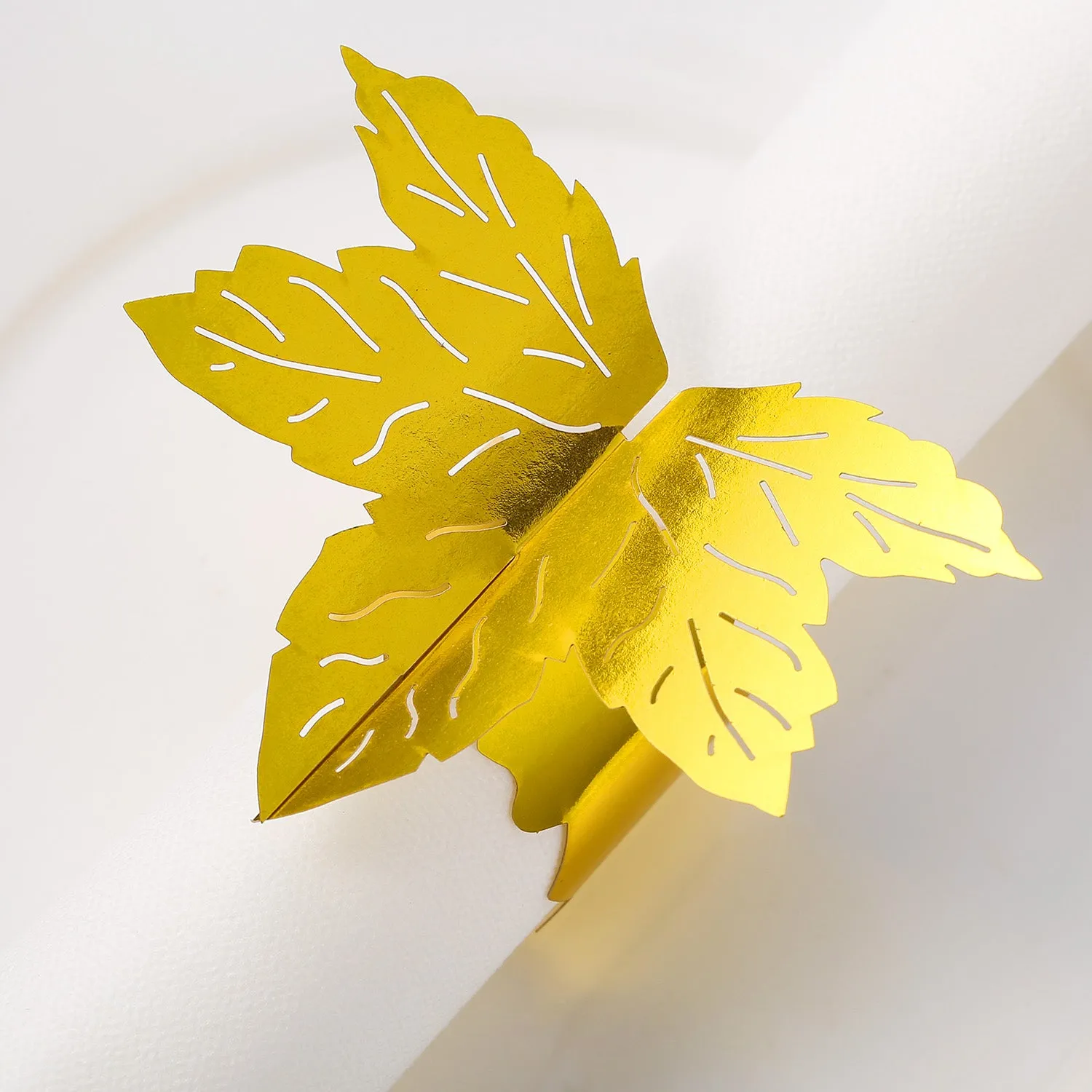 MORGIANA 50 Pieces Leaf Paper Napkin Rings, Disposable Fallen Leaves Napkin Rings for Weddings Party Serviette Table Decoration