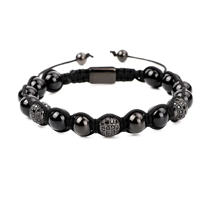 Natural Stone  Onyx ,Tiger Eye Beaded Macrame Bracelets