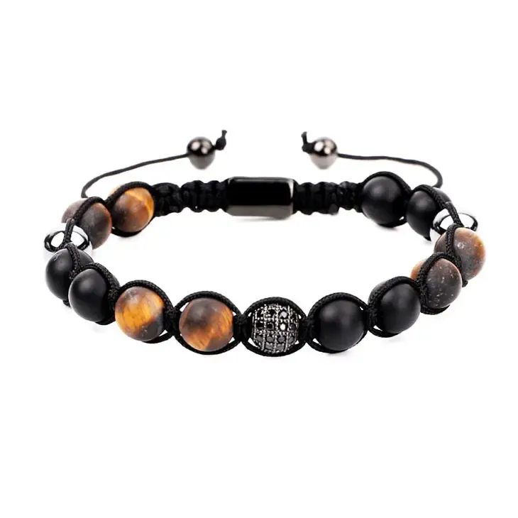 Natural Stone  Onyx ,Tiger Eye Beaded Macrame Bracelets