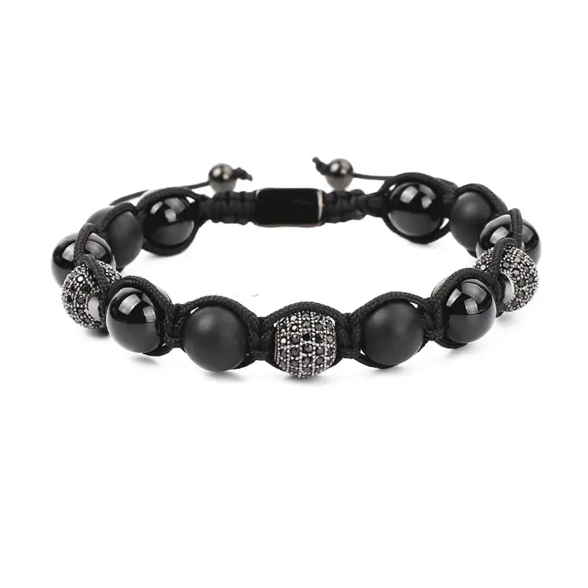 Natural Stone  Onyx ,Tiger Eye Beaded Macrame Bracelets